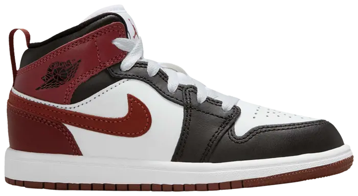 JORDAN 1 MID MAROON BLACK WHITE